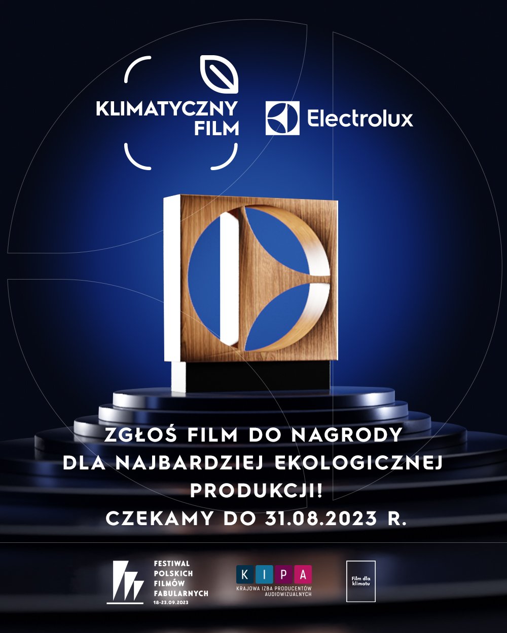 Plakat: „Klimatyczny Film” Electrolux. Zgłoś film do nagrody dla najbardziej ekologicznej produkcji. Czekamy do 31.08.2023 r.