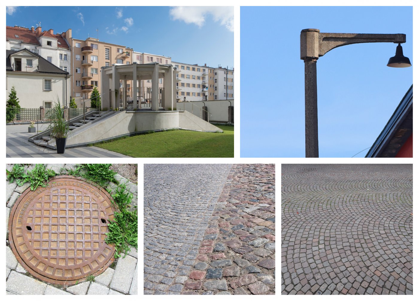 Collage ze zdjęć podwórzy i ulic//fot. Biuro MKZ i Bartłomiej Ponikiewski