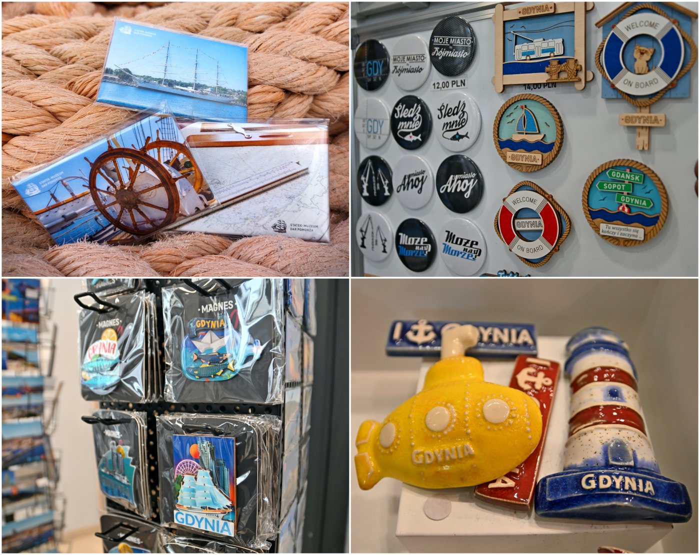Magnesy dostępne w Miejskiej Informacji Turystycznej, Muzeum Miasta Gdyni oraz na pokładzie 