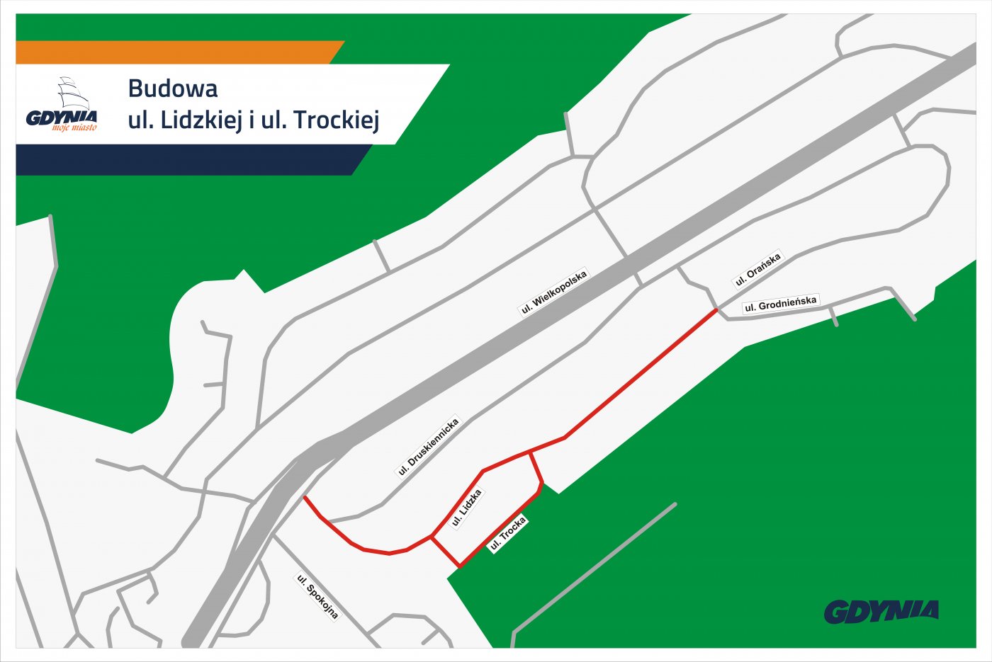 Budowa ulic Lidzkiej i Trockiej – poznaliśmy wykonawcę, mapa z zakresem realizacji inwestycji mat.prasowe UM