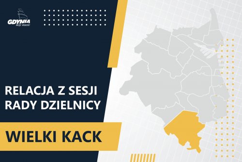 Mapa Gdyni z zaznaczoną na żółto dzielnicą Wielki Kack.