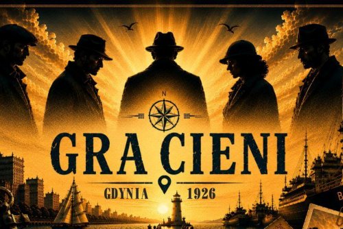 Rodzinna gra miejska Gdynia 1926 – Gra Cieni rozpocznie się w sobotę, 8 sierpnia o godz. 10:00 w Bibliotece Śródmieście (ul. Władysława IV 7-15) (grafika mat. prasowe Biblioteki Gdynia)