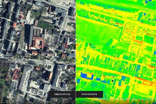 Portal umożliwia mieszkańcom Gdyni, Rumi, Redy i Wejherowa przeglądanie lotniczych map termowizyjnych i porównywanie ich ze standardowymi zdjęciami lotniczymi (źródło OPEC)