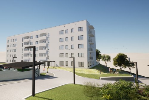 Wizualizacja przedstawiająca inwestycję przy ul. Płk Dąbka (mat. TBS „Czynszówka”)