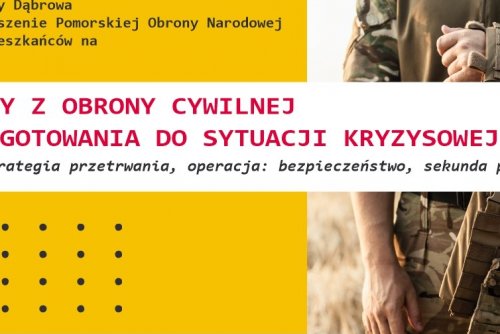 Plakat promujacy „Wykłady z obrony cywilnej i przygotowania do sytuacji kryzysowej w kraju”.