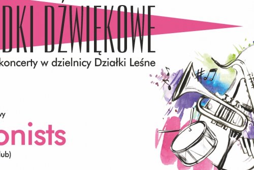 Plakat z akwarelowym przedstawieniem instrumentów muzycznych.