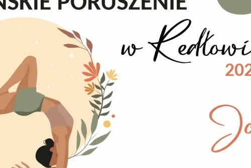 Plakat promujący zajecia Jogi w Redłowie.