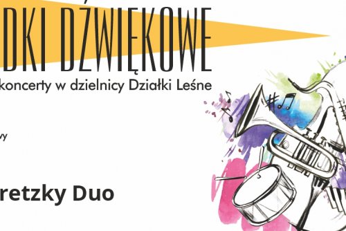 Plakat z akwarelowym przedstawieniem instrumentów muzycznych.