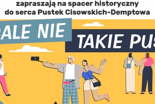 Graficzne postacie zwiedzające okolice.