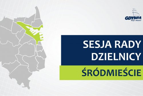 Mapa Gdyni z zaznaczoną na zielno dzielnicą Śródmieście.