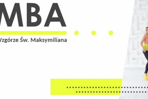 Plakat promujacy zajęcia Zumby na Wzgórzu Św. Maksymiliana.