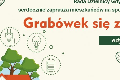 Plakat promujący spotkanie nt. Grabówek się zieleni.