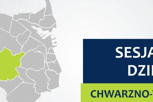 Mapa Gdyni z zaznaczoną na zielono dzielnicą Chwarzno-Wiczlino.