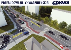 Przebudowa ostatniego fragmentu ulicy Chwarznieńskiej - skrzyżowanie Chwarznieńskiej i Hodowlanej, fot.mat.inwestora