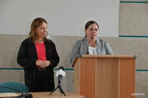 Prezydent Gdyni Aleksandra Kosiorek i wiceprezydentka Oktawia Gorzeńska podczas spotkania w Urzędzie Miasta Gdyni 
