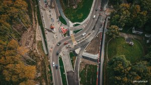 Budowa Obwodnicy Witomina, widok z lotu ptaka