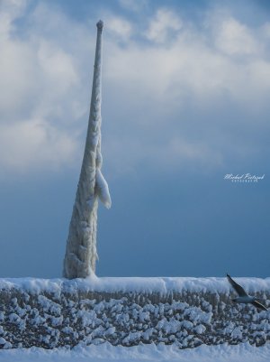 Maszt pokryty w całości lodem, fot. Michał Pietrzak