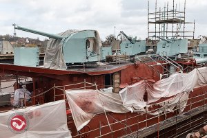 Remont ORP Błyskawica w PGZ Stoczni Wojennej. Fot. Henryk Nagrodzki / Muzeum Marynarki Wojennej