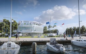 Wizualizacja przedstawiająca Olimpijskie Centrum Żeglarskie. (mat. Gdyńskie Centrum Sportu)