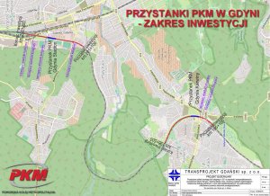 Przystanki PKM - zakres inwestycji w Gdyni