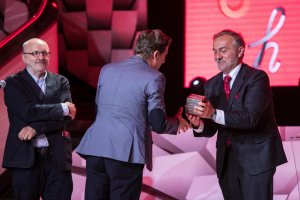 Prezydent Gdyni, Wojciech Szczurek i Paweł Sołtys - uroczysta gala Nagrody Literackiej Gdynia 2018, fot. Karol Stańczak