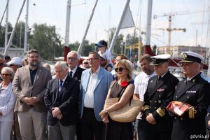 W uroczystości udział wzięli m.in. (od lewej): Tadeusz Szemiot, przewodniczący Rady Miasta Gdyni, Bogusław Witkowski, prezes Pomorskiego Związku Żeglarskiego, Tomasz Miegoń, dyrektor Muzeum Marynarki Wojennej i Karin Moder, dyrektorka Muzeum Miasta Gdyni