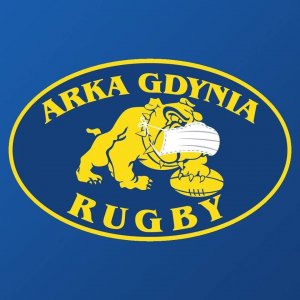 Maseczkę założył także buldog z herbu klubu Arka Gdynia Rugby. 