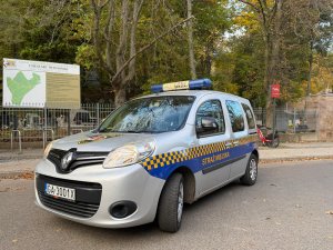 Radiowóz Straży Miejskiej w Gdyni przy Cmentarzu Witomińskim