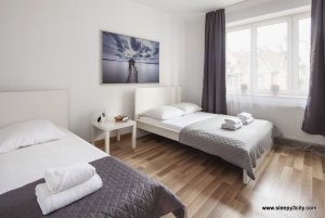 Jeden z apartamentów Sleepy3city, sypialnia