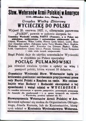 Artykuł zapowiadający wycieczkę Stowarzyszenia Weteranów do Polski