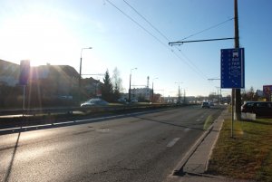 Znak pionowy na początku buspasa na ulicyWielkopolskiej / fot. Monika Karnowska/ ZDiZ