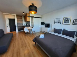 Pok&oacute;j z aneksem kuchennym w obiekcie Studio Morska