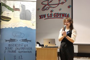 Gdyńskie Mistrzostwa Debat Oksfordzkich o Puchar Kopernika 2025 w XIV LO, na zdjęciu (fot. Katarzyna Balcerzak)