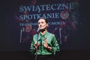 Beata Rutkiewicz, wojewoda pomorska, podczas spotkania świątecznego Pracodawców Pomorza
