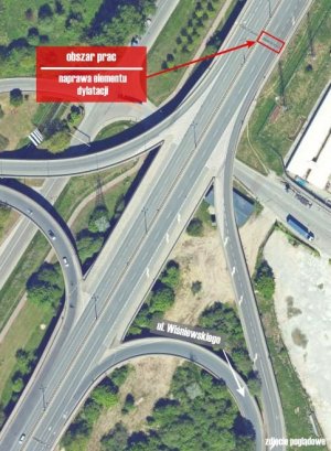 Estakada Kwiatkowskiego - naprawa elementu dylatacji 