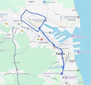 Gdyński Nocny Przejazd Rowerowy - mapa przejazdu