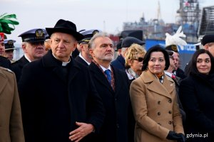 ORP „Ślązak” wcielony do służby. W uroczystości uczestniczył prezydent Gdyni Wojciech Szczurek // fot. Paweł Kukla