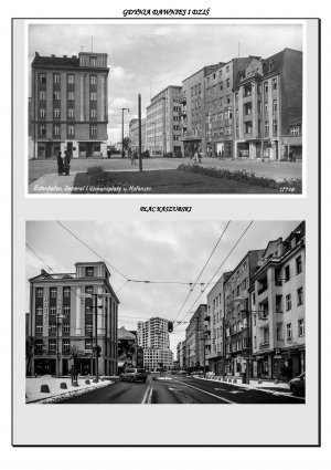 Fotografię przedstawiające widok na Plac Kaszubski dawniej i dziś