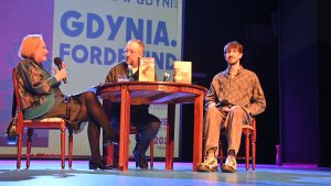 Prowadzący spotkanie, Michał Nogaś i goście: Aleksandra Boćkowska i Grzegorz Piątek