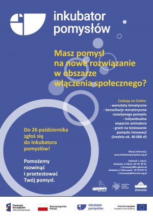 Plakat informacyjny projektu "Innowacje na ludzką miarę" // mat. Laboratorium Innowacji Społecznych