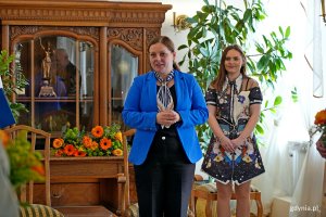 Prezydent Gdyni Aleksandra Kosiorek przemawiająca podczas uroczystości wręczenia Medalu za Długoletnie Pożycie Małżeńskie