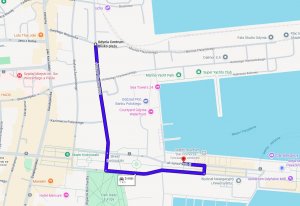 Mapa przedstawiająca dojazd do ORP Błyskawica, opisany w artykule