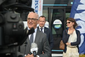 Konferencja prasowa dotycząca testów autobusu wodorowego Caetano na ulicach Gdyni, fot. Magdalena Śliżewska