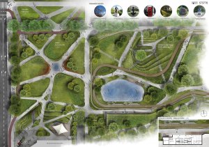 Projekt zieleni Parku Centralnego w Gdyni // wizualizacja