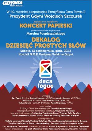 Dziesięć prostych słów - koncert papieski - harmonogram
