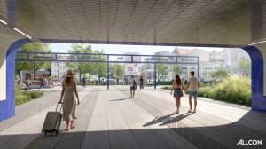 Wizualizacja wyjścia z tunelu przy przystanku SKM Gdynia Wzg&oacute;rze św. Maksymiliana