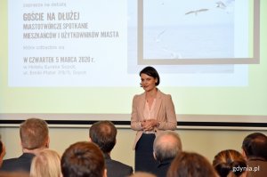 Debata „Goście na dłużej. Miastotwórcze spotkanie mieszkańców i użytkowników miasta” w Hotelu Eureka Sopot - wiceprezydent Gdyni ds. gospodarki, Katarzyna Gruszecka-Spychała, fot. Kamil Złoch