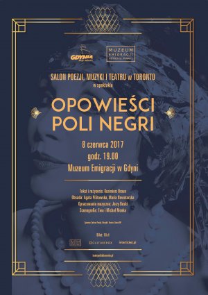 Plakat zapowiadający spektakl "Opowieści o Poli Negri"