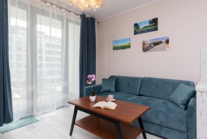 Apartament Obrońców Wybrzeża 8/27, widok na salon