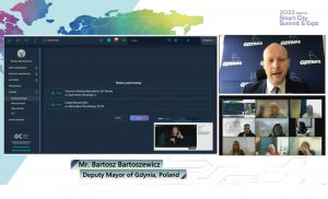 Fragment prezentacji miasta Gdyni ze szczytu smart city w Tajpej // fot. kadr z transmisji online